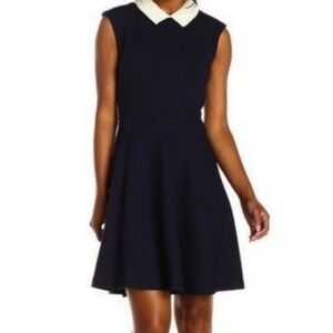 Betsey Johnson Navy Mini Dress with White Pearl Collar, size 8, Offers welcome!